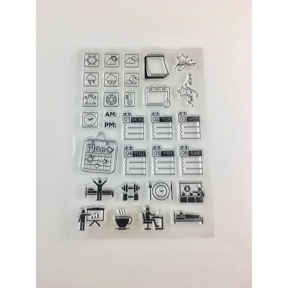 Daily Planner Stamp Kit Weather Activities Tracking 31 pc for Journals Diary mq